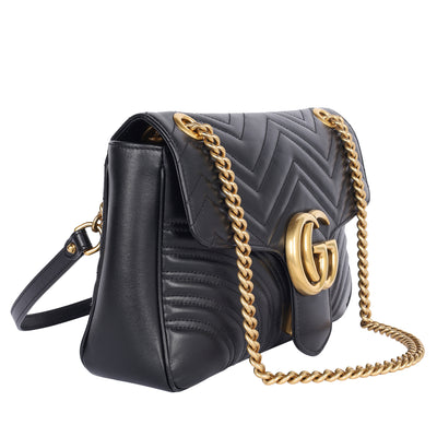 Calfskin Matelasse Large GG Marmont Shoulder Bag Black