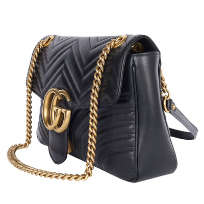 Calfskin Matelasse Large GG Marmont Shoulder Bag Black