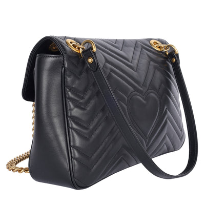 Calfskin Matelasse Large GG Marmont Shoulder Bag Black