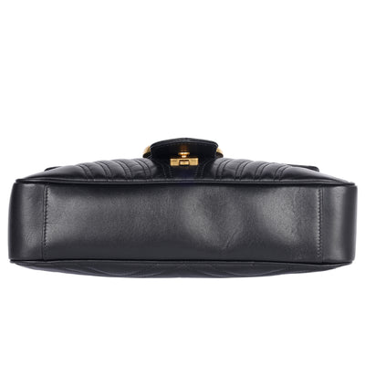 Calfskin Matelasse Large GG Marmont Shoulder Bag Black