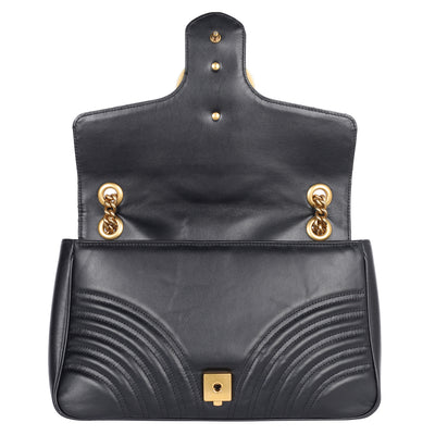Calfskin Matelasse Large GG Marmont Shoulder Bag Black