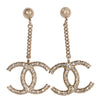 CC Logo Gold Rhinestone Pierced Earrings (Authentic Pre-Owned)