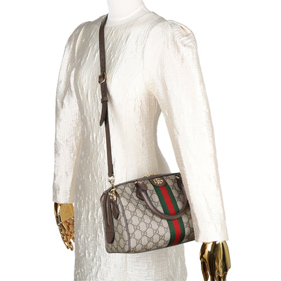 GG Supreme Monogram Web Medium Ophidia Top Handle Bag