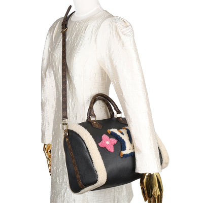 Calfskin Monogram Teddy Speedy Bandouliere 30 Black