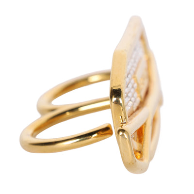 2020 NEW VERSACE GOLD PLATED TWO FINGERS RING Size 9
