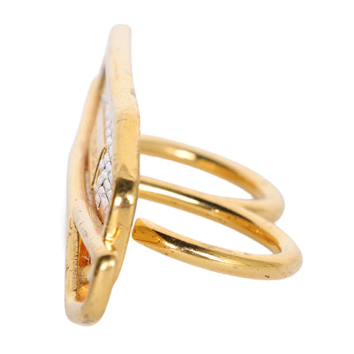 2020 NEW VERSACE GOLD PLATED TWO FINGERS RING Size 9