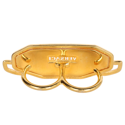 2020 NEW VERSACE GOLD PLATED TWO FINGERS RING Size 9