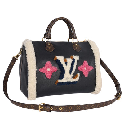 Calfskin Monogram Teddy Speedy Bandouliere 30 Black