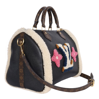 Calfskin Monogram Teddy Speedy Bandouliere 30 Black