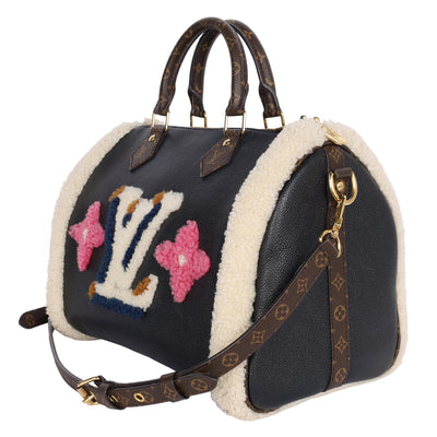 Calfskin Monogram Teddy Speedy Bandouliere 30 Black