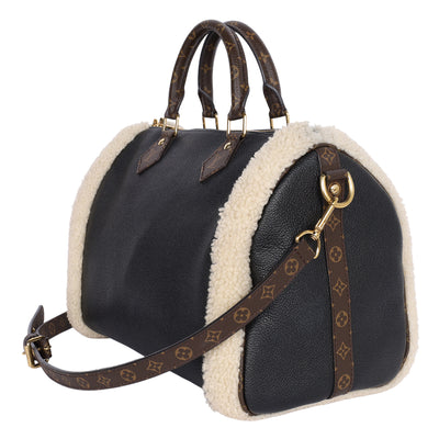 Calfskin Monogram Teddy Speedy Bandouliere 30 Black