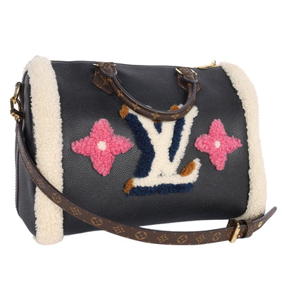 Calfskin Monogram Teddy Speedy Bandouliere 30 Black