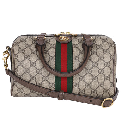 GG Supreme Monogram Web Medium Ophidia Top Handle Bag