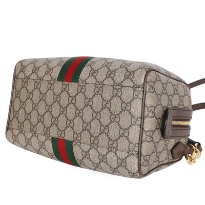 GG Supreme Monogram Web Medium Ophidia Top Handle Bag