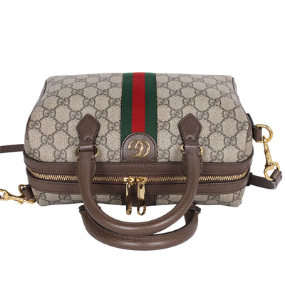 GG Supreme Monogram Web Medium Ophidia Top Handle Bag