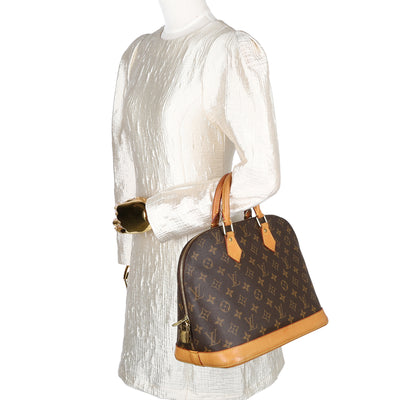 Alma Monogram Canvas Leather Satchel