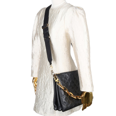 Coussin Handbag MM Monogram Embossed Black