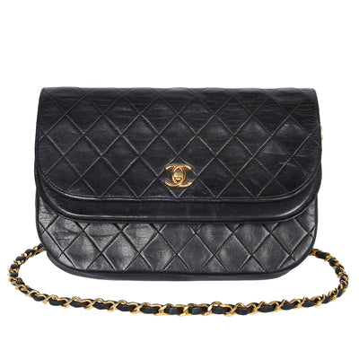 Double Flap Quilted Lambskin Leather Shoulder Bag