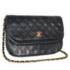 Double Flap Quilted Lambskin Leather Shoulder Bag