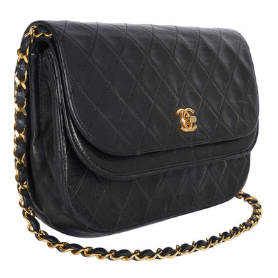 Double Flap Quilted Lambskin Leather Shoulder Bag