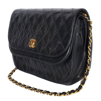 Double Flap Quilted Lambskin Leather Shoulder Bag