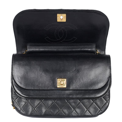 Double Flap Quilted Lambskin Leather Shoulder Bag