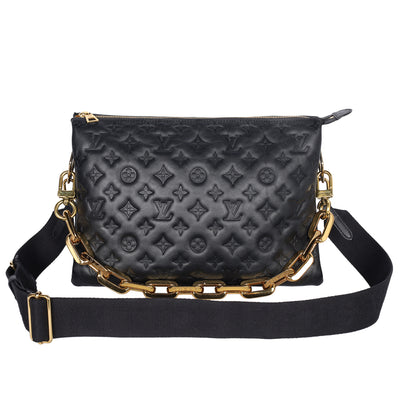 Coussin Handbag MM Monogram Embossed Black