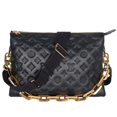 Coussin Handbag MM Monogram Embossed Black