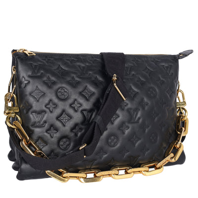 Coussin Handbag MM Monogram Embossed Black