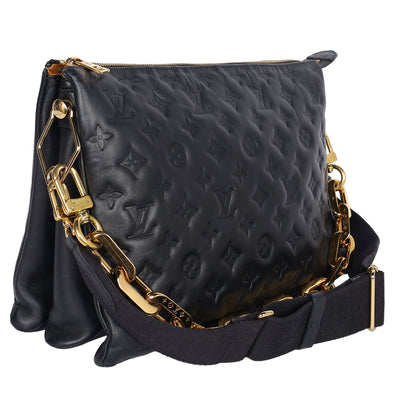 Coussin Handbag MM Monogram Embossed Black