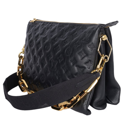 Coussin Handbag MM Monogram Embossed Black