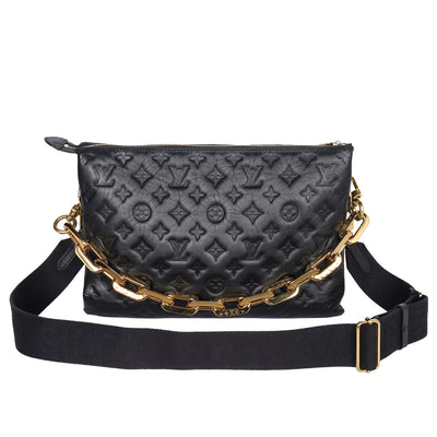 Coussin Handbag MM Monogram Embossed Black