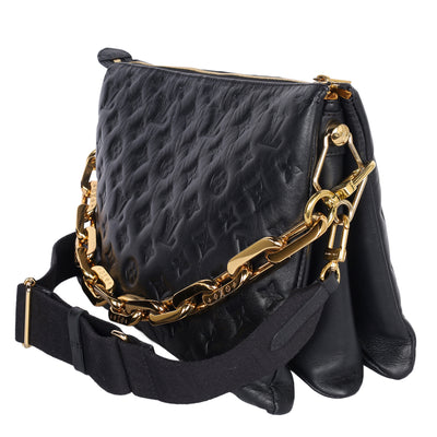 Coussin Handbag MM Monogram Embossed Black