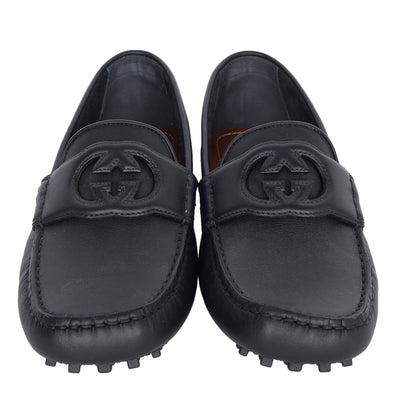 GG Leather Moccasin Driver Loafers Leather