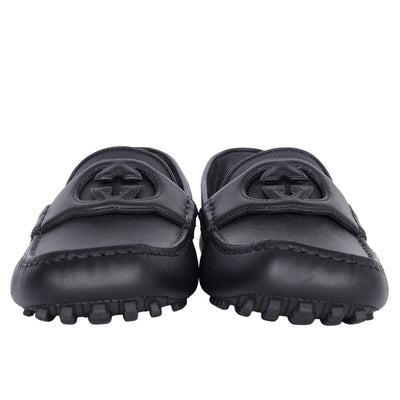 GG Leather Moccasin Driver Loafers Leather
