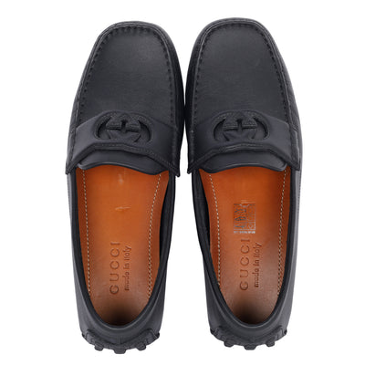 GG Leather Moccasin Driver Loafers Leather