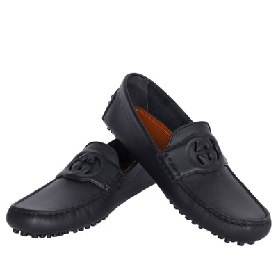 GG Leather Moccasin Driver Loafers Leather