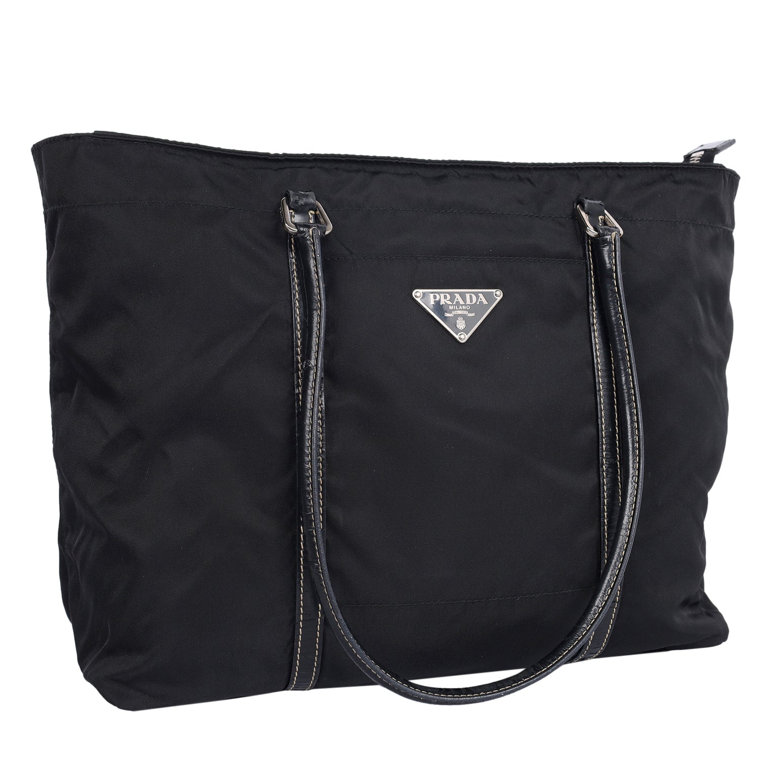 Vintage PRADA Black Nylon Tessuto Leather 2Way Shoulder Bag