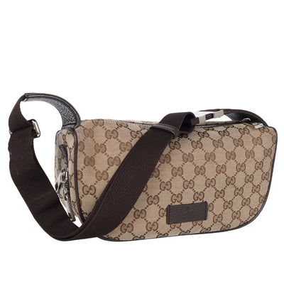 Beige Canvas Monogram Shoulder Pochette Crossbody Bag