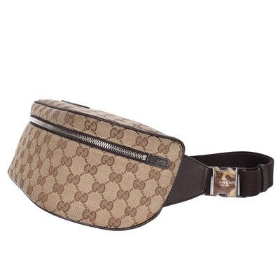 Beige Canvas Monogram Shoulder Pochette Crossbody Bag