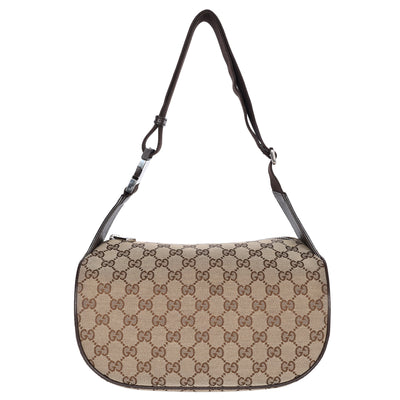 Beige Canvas Monogram Shoulder Pochette Crossbody Bag