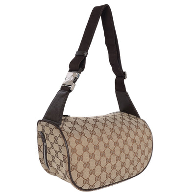 Beige Canvas Monogram Shoulder Pochette Crossbody Bag