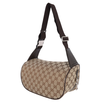 Beige Canvas Monogram Shoulder Pochette Crossbody Bag