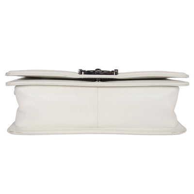 Caviar Quilted Medium Boy Flap Bag White