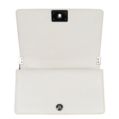Caviar Quilted Medium Boy Flap Bag White