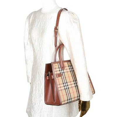 Calfskin Vintage Check Two Handle Title Bag