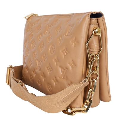 Coussin Handbag PM Monogram Embossed Camel
