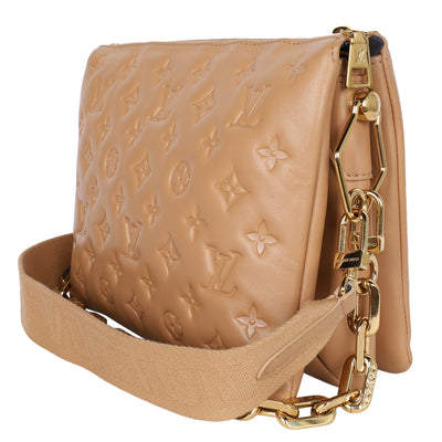 Coussin Handbag PM Monogram Embossed Camel