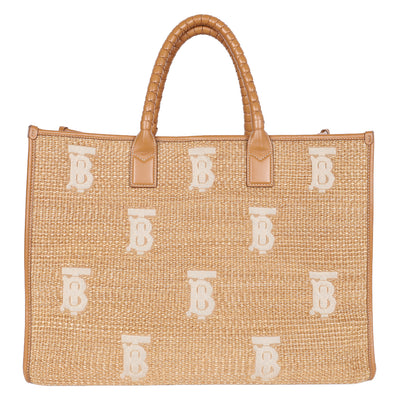 Monogram Raffia-effect Large Freya Tote