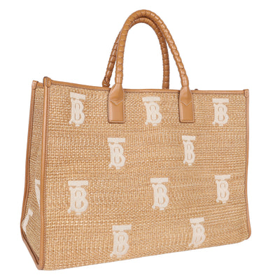 Monogram Raffia-effect Large Freya Tote